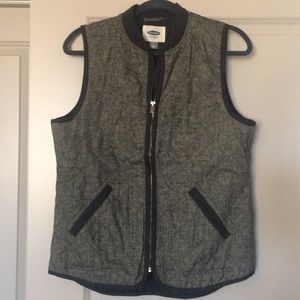 Gray Herringbone print quilted vest